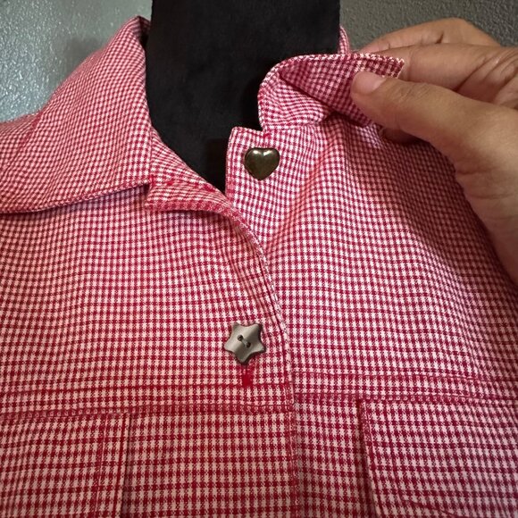 VTG Koret City Blues Petites Jacket Womens PM Red Gingham Check Western Retro - Picture 3 of 9